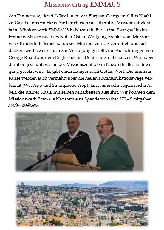 Missionsbericht EMMAUS